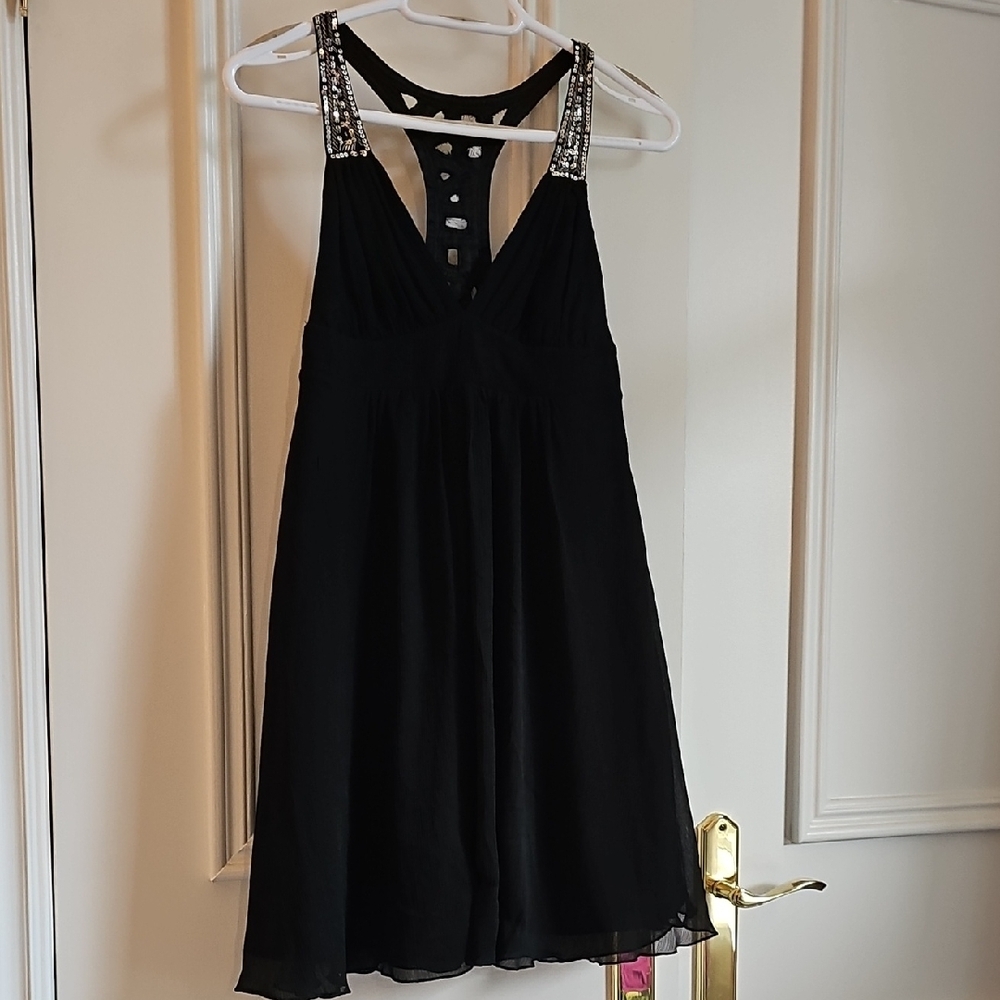 Stylish Black Dress with Embellished Straps